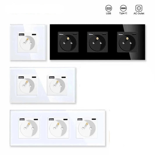 Prise électrique murale USB et Type-C