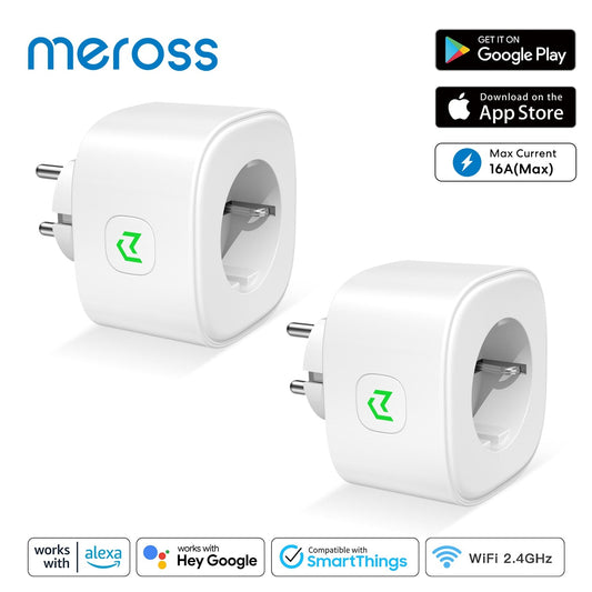 LOT de 2 Prises intelligentes Meross 16A EU, prises murales Wi-Fi